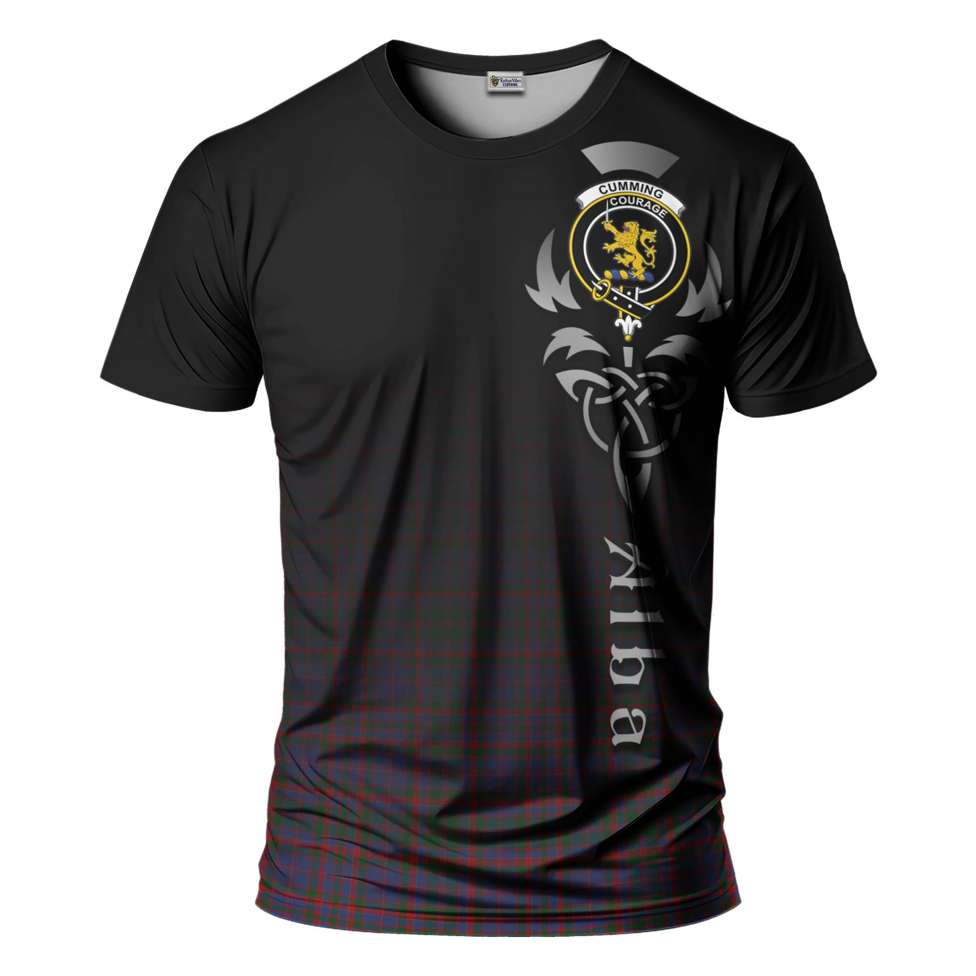 Tartan Vibes Clothing Cumming Tartan T-Shirt Featuring Alba Gu Brath Family Crest Celtic Inspired