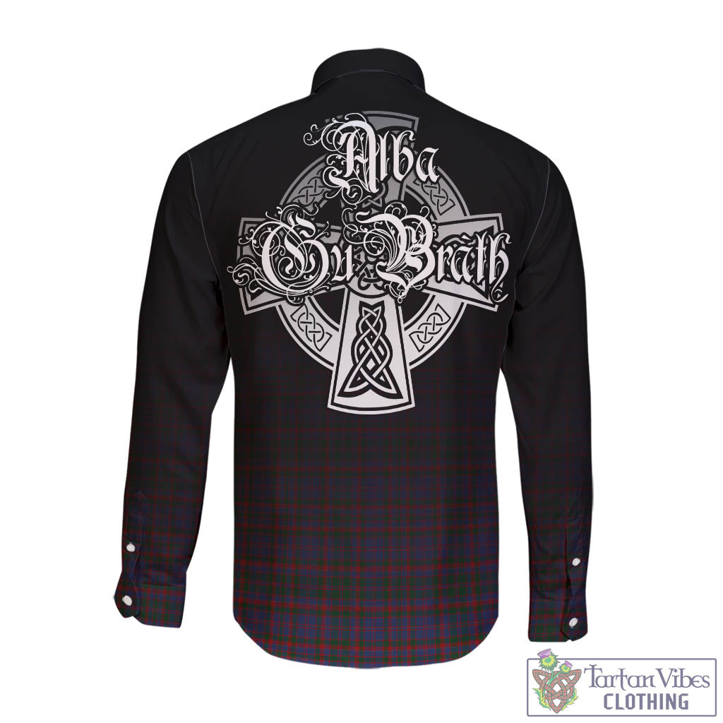 Tartan Vibes Clothing Cumming Tartan Long Sleeve Button Up Featuring Alba Gu Brath Family Crest Celtic Inspired