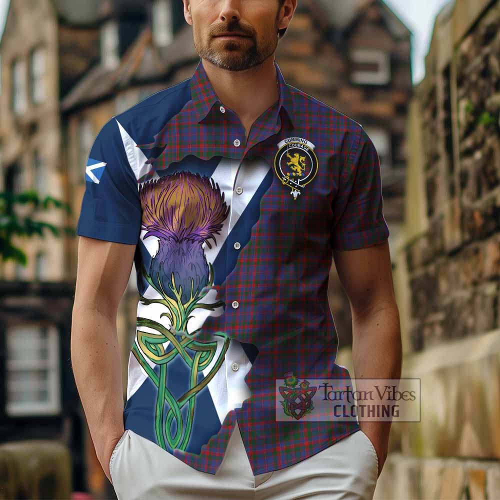 Cumming Tartan Family Crest Hawaiian Shirt Scottish Thistle Celtic Inspired - Tartan Vibes Clothing