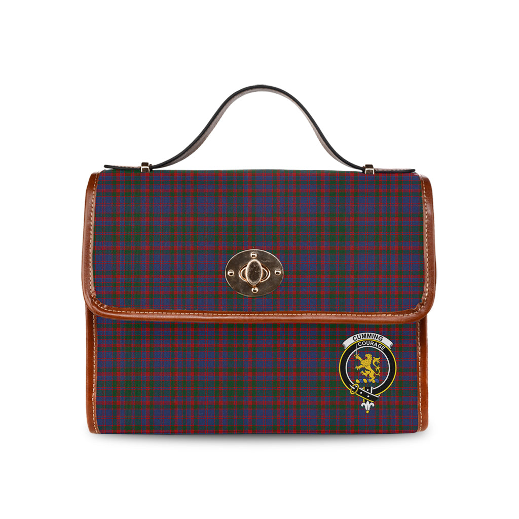 cumming-tartan-leather-strap-waterproof-canvas-bag-with-family-crest