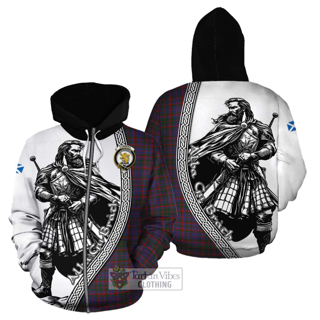 Tartan Vibes Clothing Cumming Tartan Clan Crest Cotton Hoodie with Highlander Warrior Celtic Style