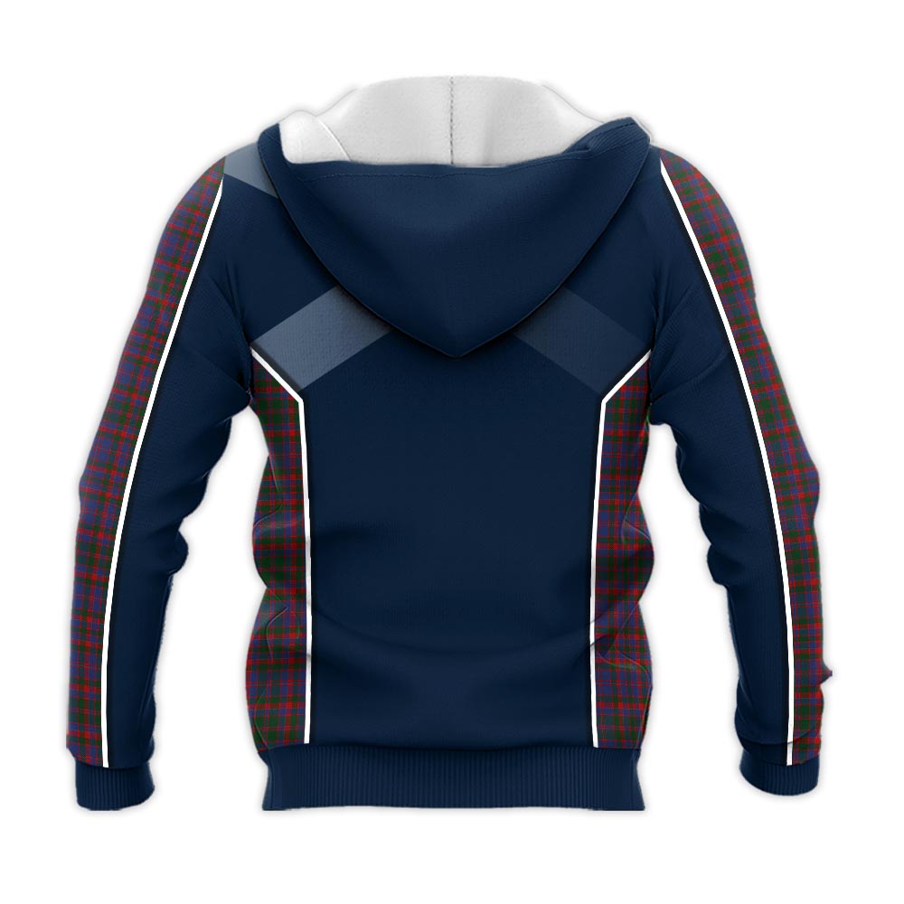 Tartan Vibes Clothing Cumming Tartan Knitted Hoodie with Family Crest and Scottish Thistle Vibes Sport Style