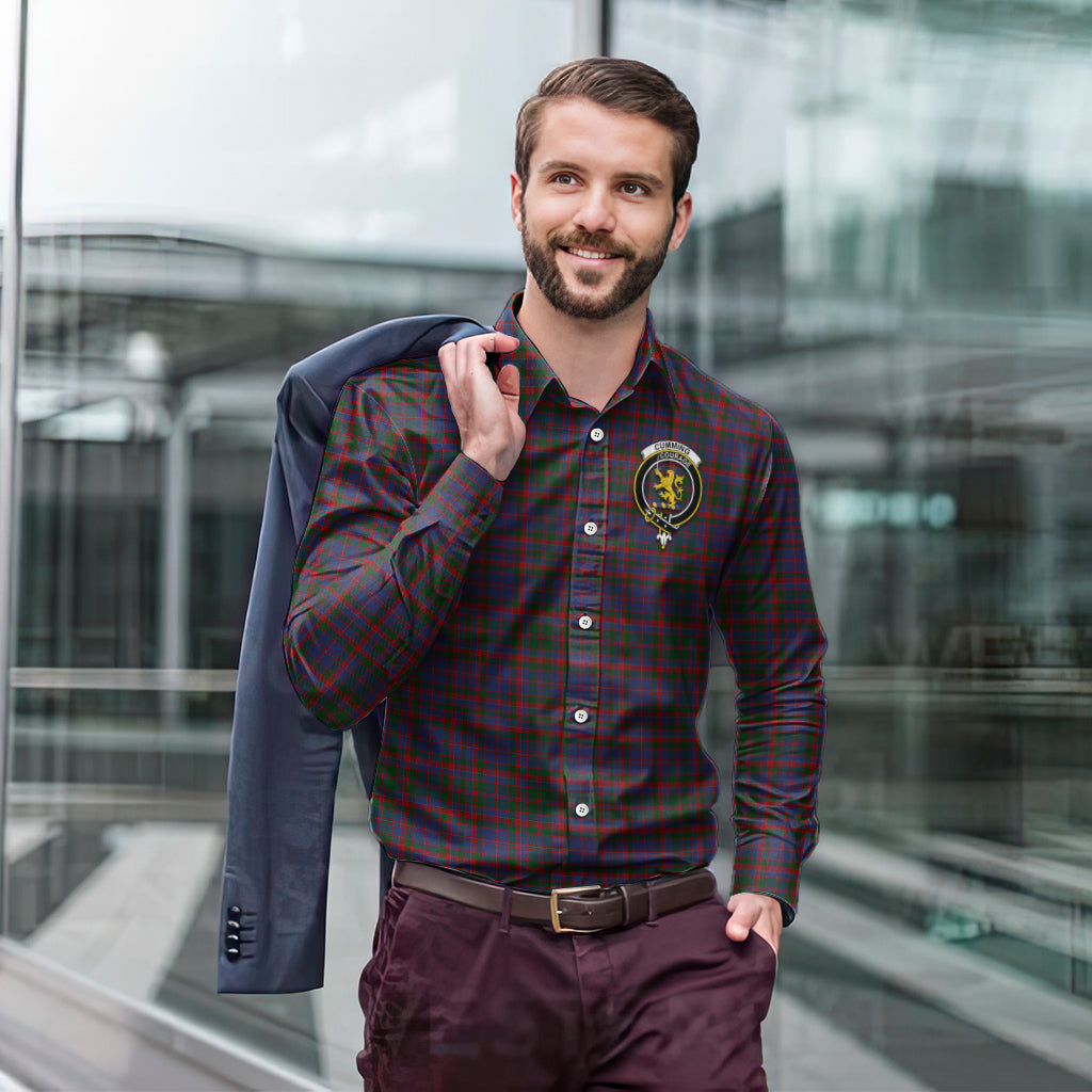 cumming-tartan-long-sleeve-button-up-shirt-with-family-crest