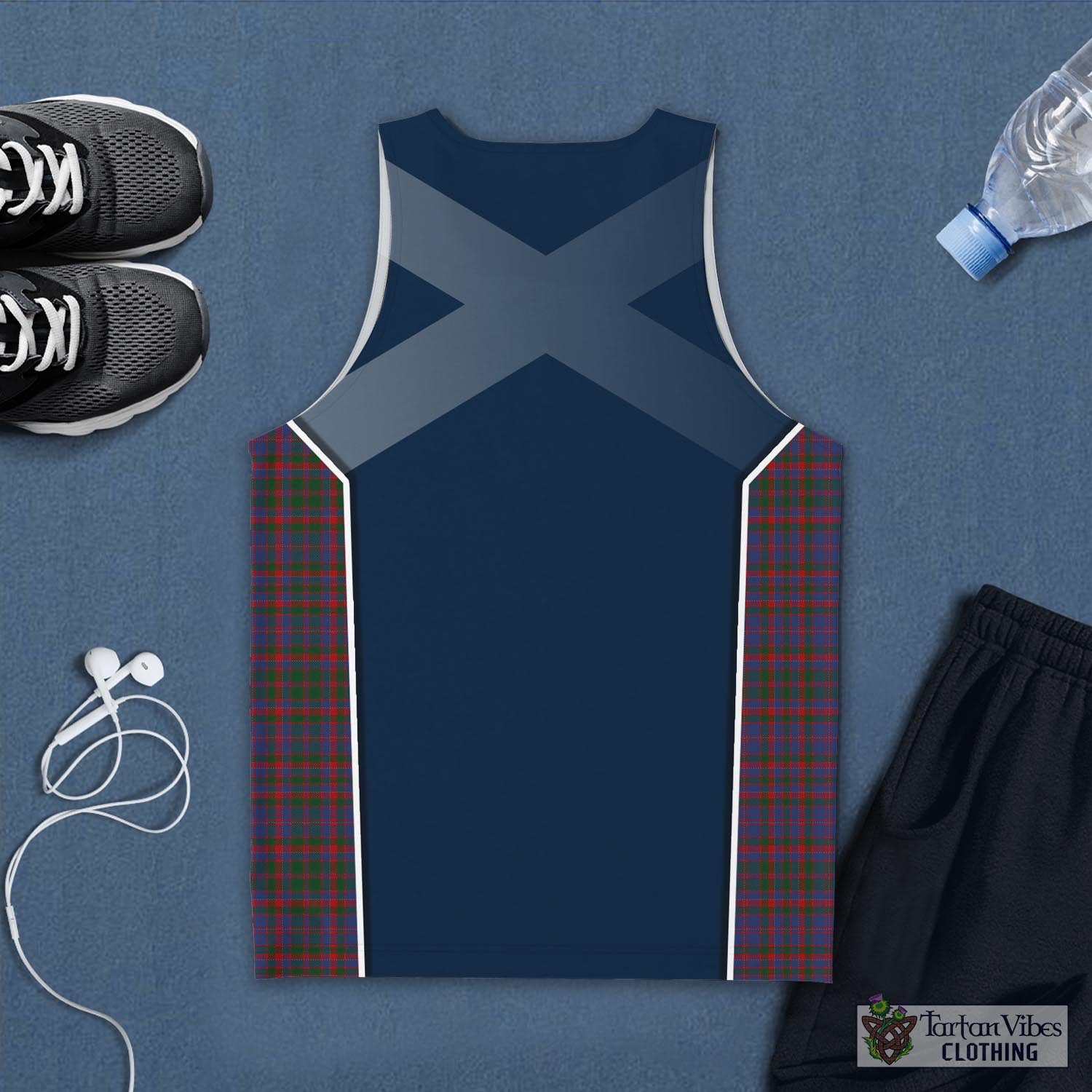 Tartan Vibes Clothing Cumming Tartan Men's Tanks Top with Family Crest and Scottish Thistle Vibes Sport Style