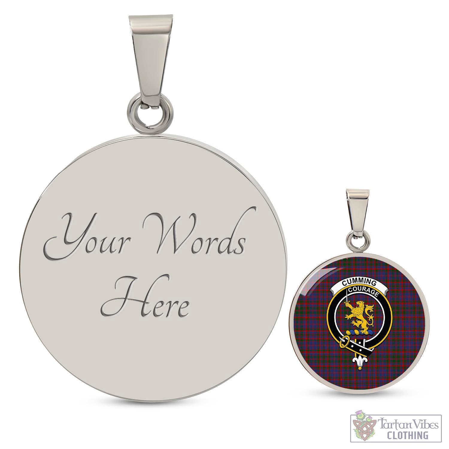 Tartan Vibes Clothing Cumming Tartan Circle Necklace with Family Crest