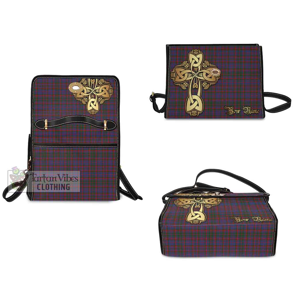 Tartan Vibes Clothing Cumming Tartan Waterproof Canvas Bag Golden Thistle Celtic Cross Style