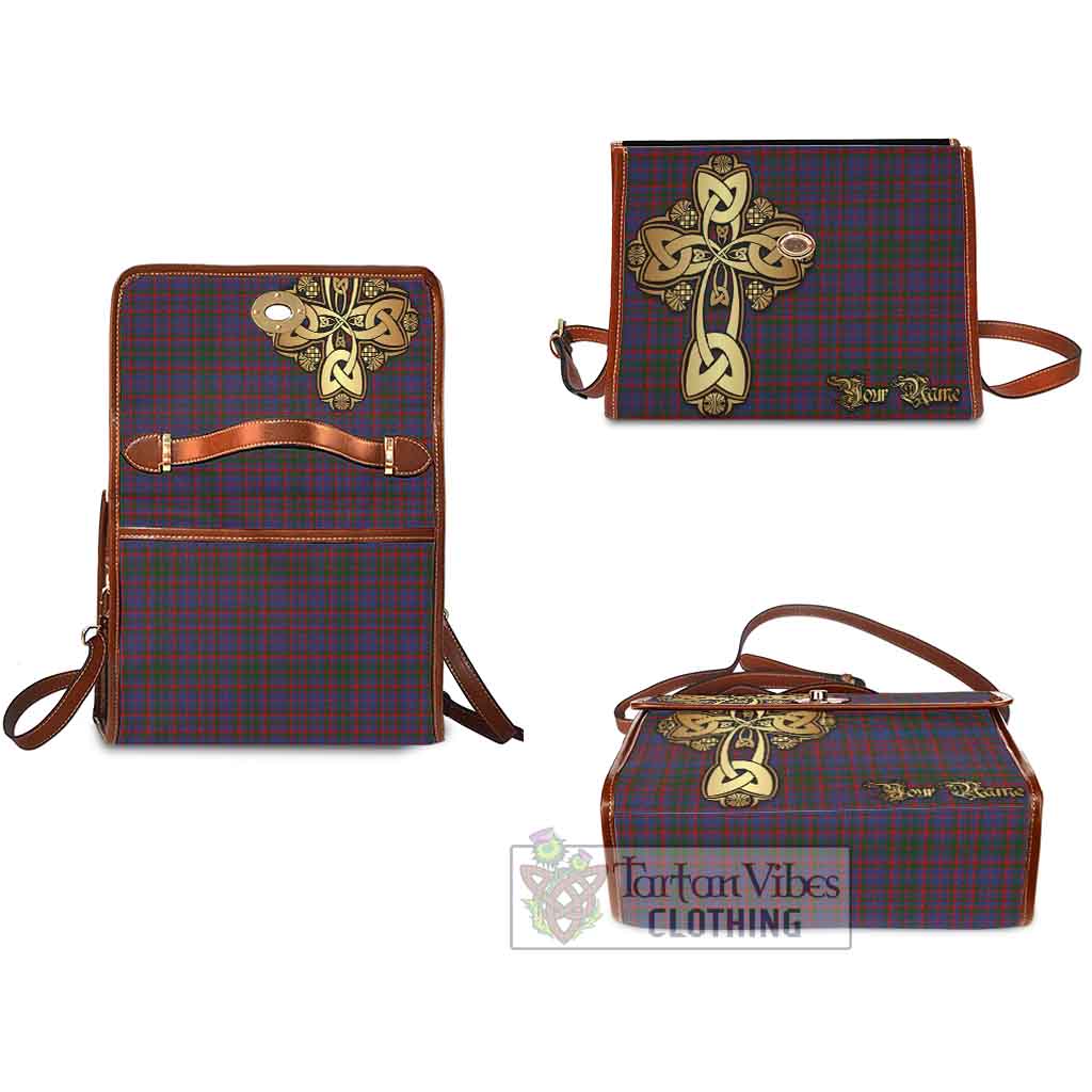 Tartan Vibes Clothing Cumming Tartan Waterproof Canvas Bag Golden Thistle Celtic Cross Style