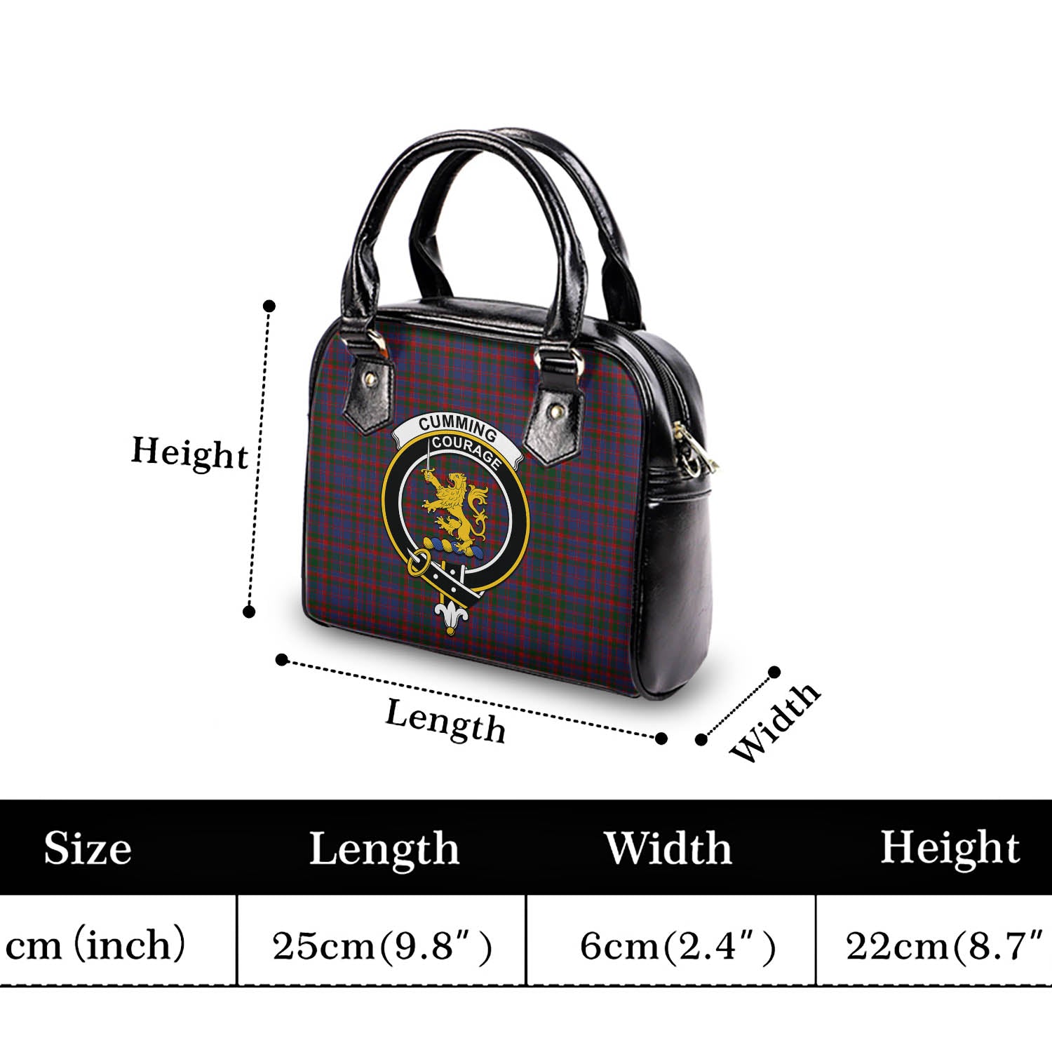 Cumming Tartan Shoulder Handbags with Family Crest - Tartanvibesclothing