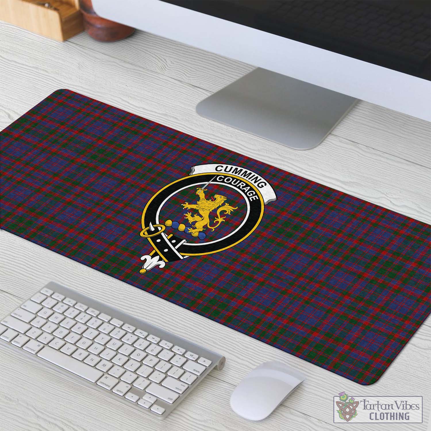 Tartan Vibes Clothing Cumming Tartan Mouse Pad with Family Crest