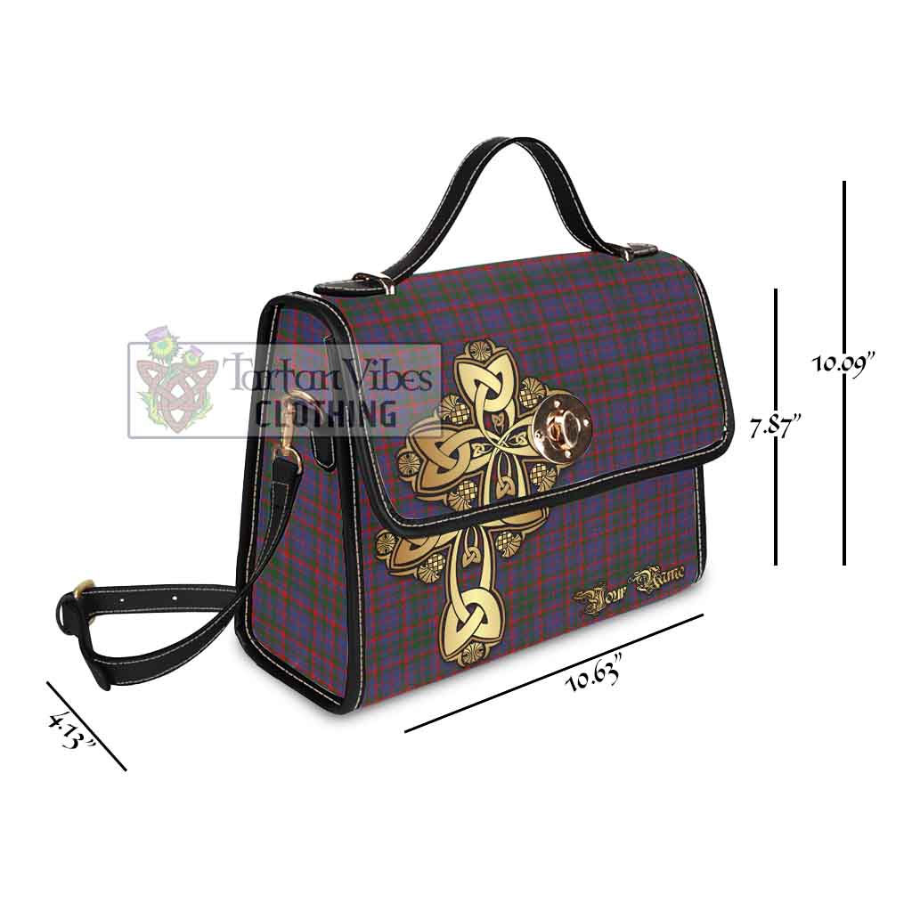 Tartan Vibes Clothing Cumming Tartan Waterproof Canvas Bag Golden Thistle Celtic Cross Style