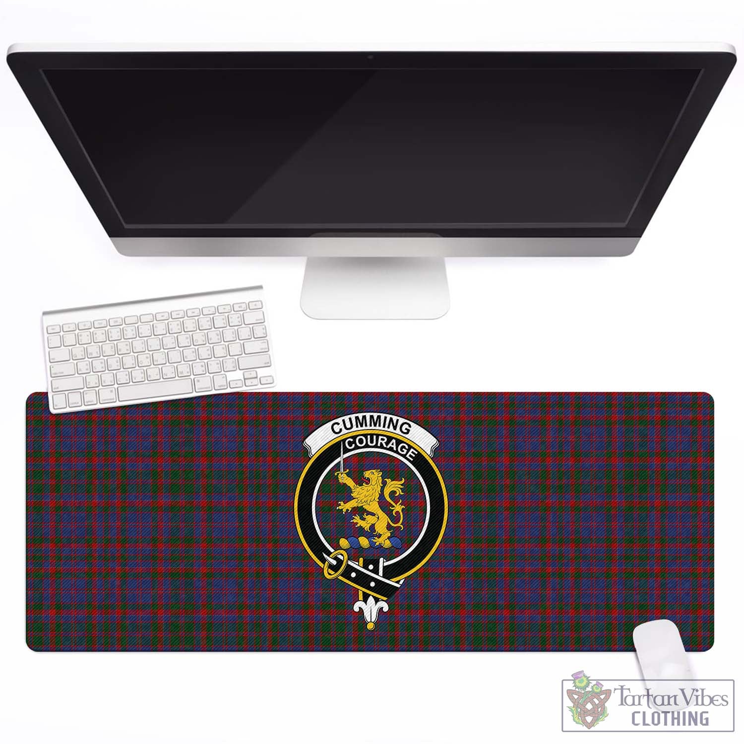 Tartan Vibes Clothing Cumming Tartan Mouse Pad with Family Crest