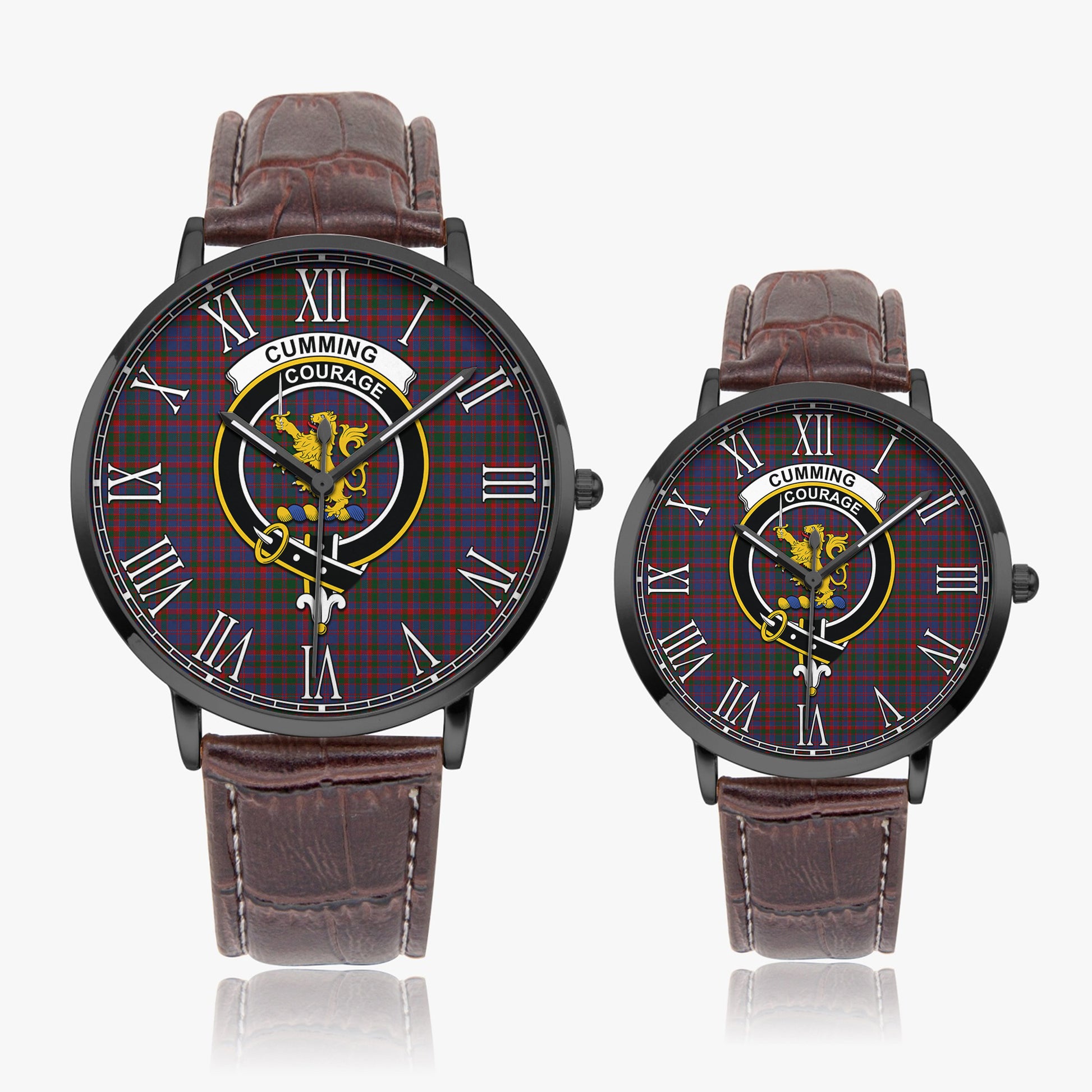 Cumming Tartan Family Crest Leather Strap Quartz Watch - Tartanvibesclothing