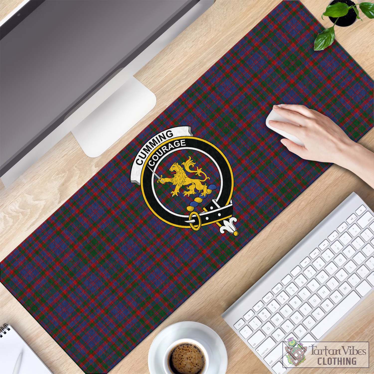 Tartan Vibes Clothing Cumming Tartan Mouse Pad with Family Crest