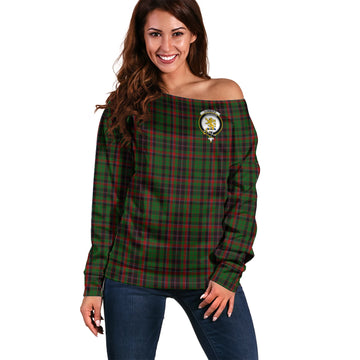 Cumming Hunting Tartan Off Shoulder Women Sweater with Family Crest