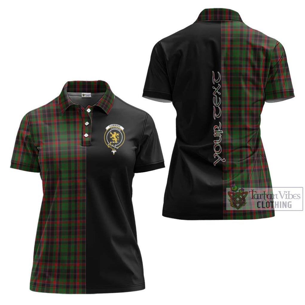 Cumming Hunting Tartan Women's Polo Shirt with Family Crest and Half Of Me Style Women - Tartanvibesclothing Shop