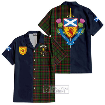 Cumming Hunting Tartan Short Sleeve Button Shirt Alba with Scottish Lion Royal Arm Half Style