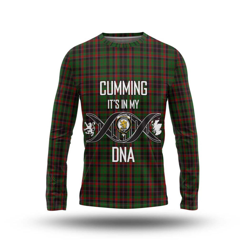 Cumming Hunting Tartan Long Sleeve T-Shirt with Family Crest DNA In Me Style Unisex - Tartanvibesclothing Shop