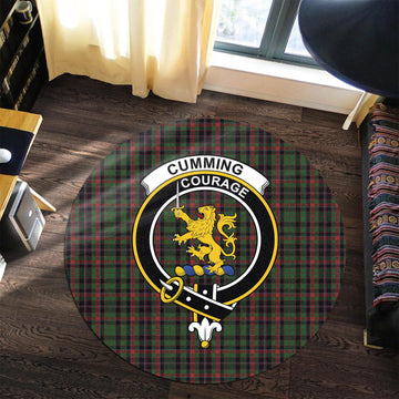 Cumming Hunting Tartan Round Rug with Family Crest