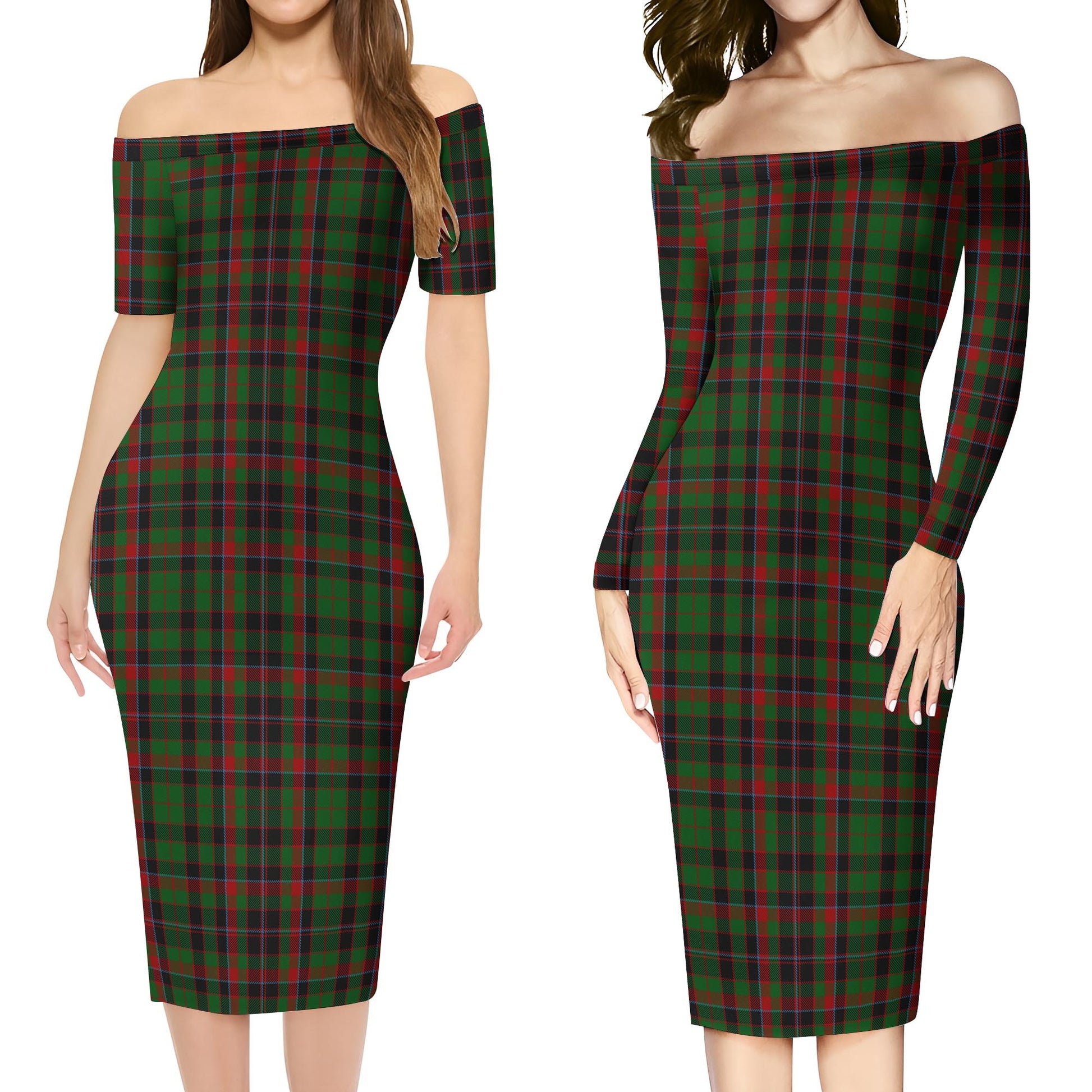 Cumming Hunting Tartan Off Shoulder Lady Dress Women's Dress - Tartanvibesclothing