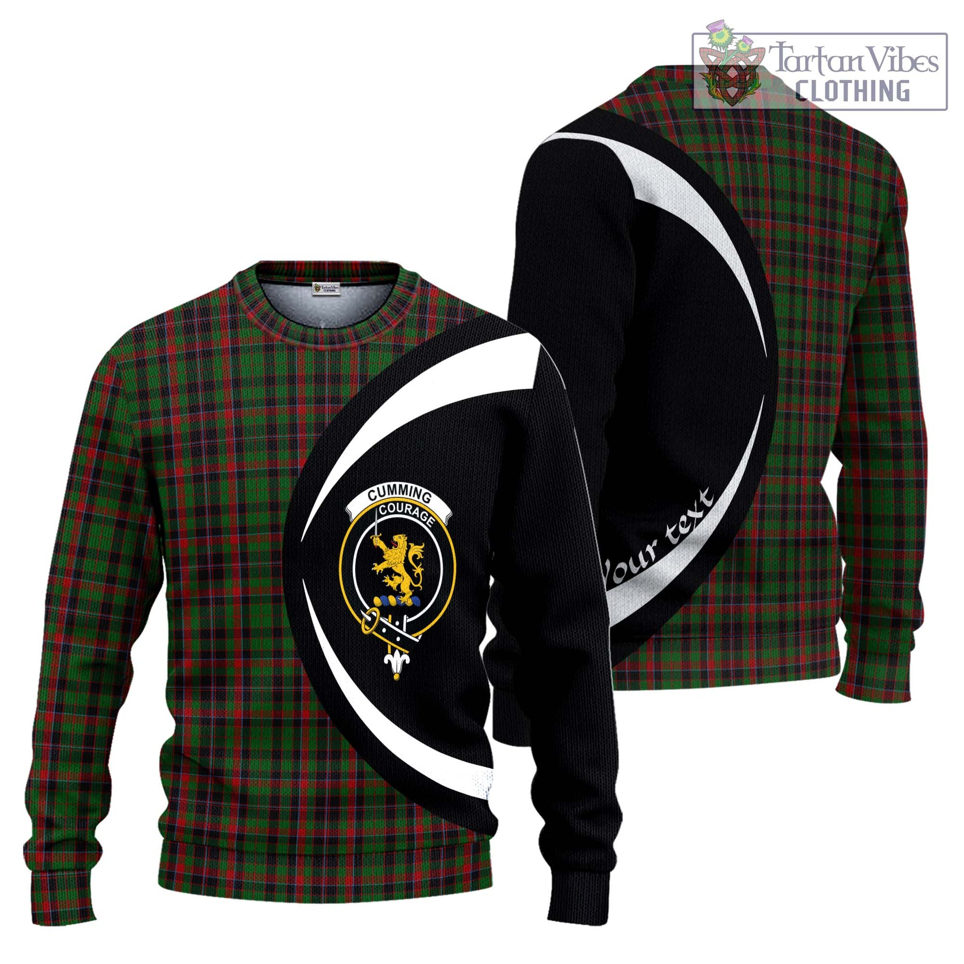 Cumming Hunting Tartan Ugly Sweater with Family Crest Circle Style Unisex - Tartan Vibes Clothing