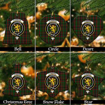 Cumming Hunting Tartan Christmas Ceramic Ornaments with Family Crest