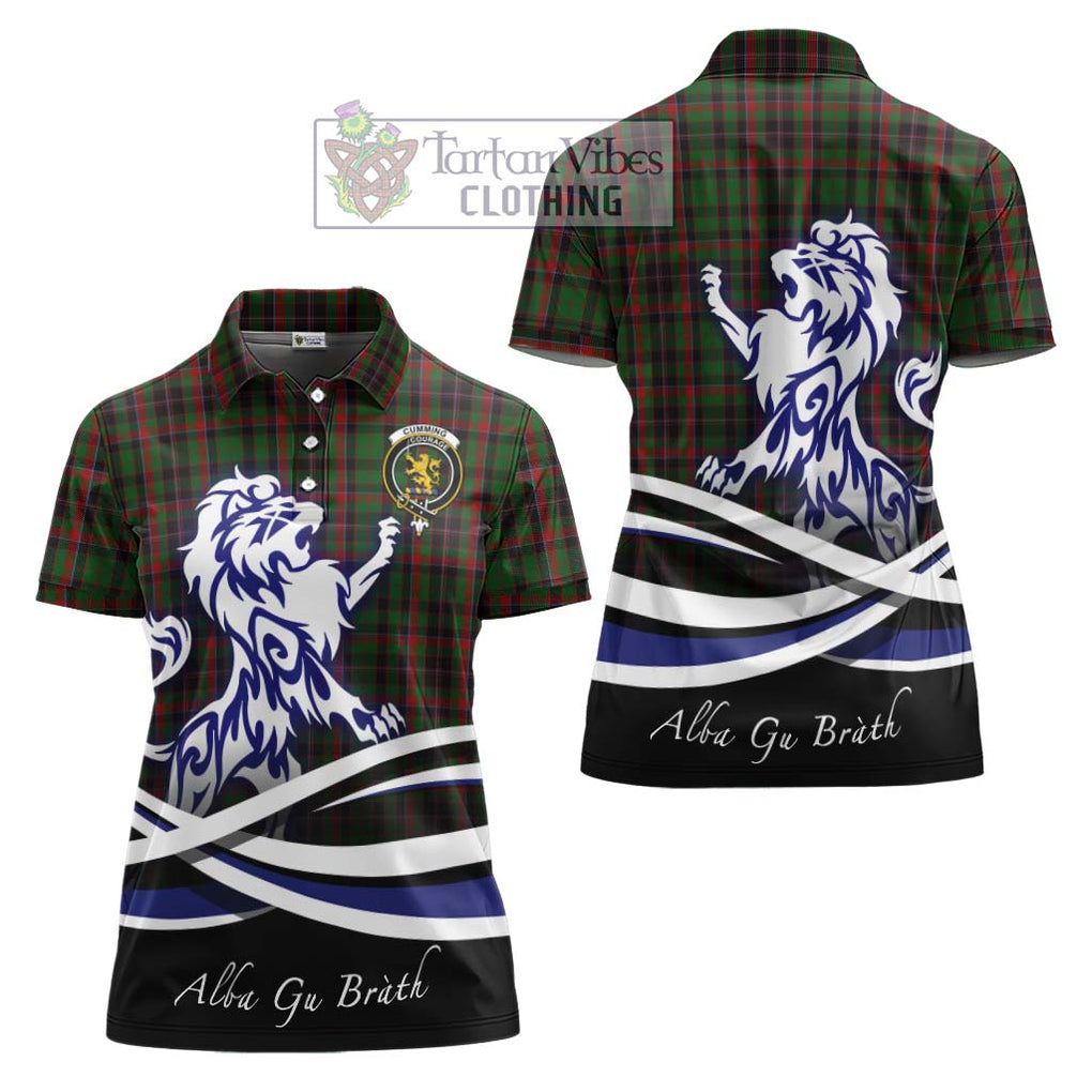 Cumming Hunting Tartan Women's Polo Shirt with Alba Gu Brath Regal Lion Emblem Women - Tartanvibesclothing Shop