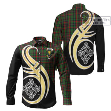 Cumming Hunting Tartan Long Sleeve Button Shirt with Family Crest and Celtic Symbol Style