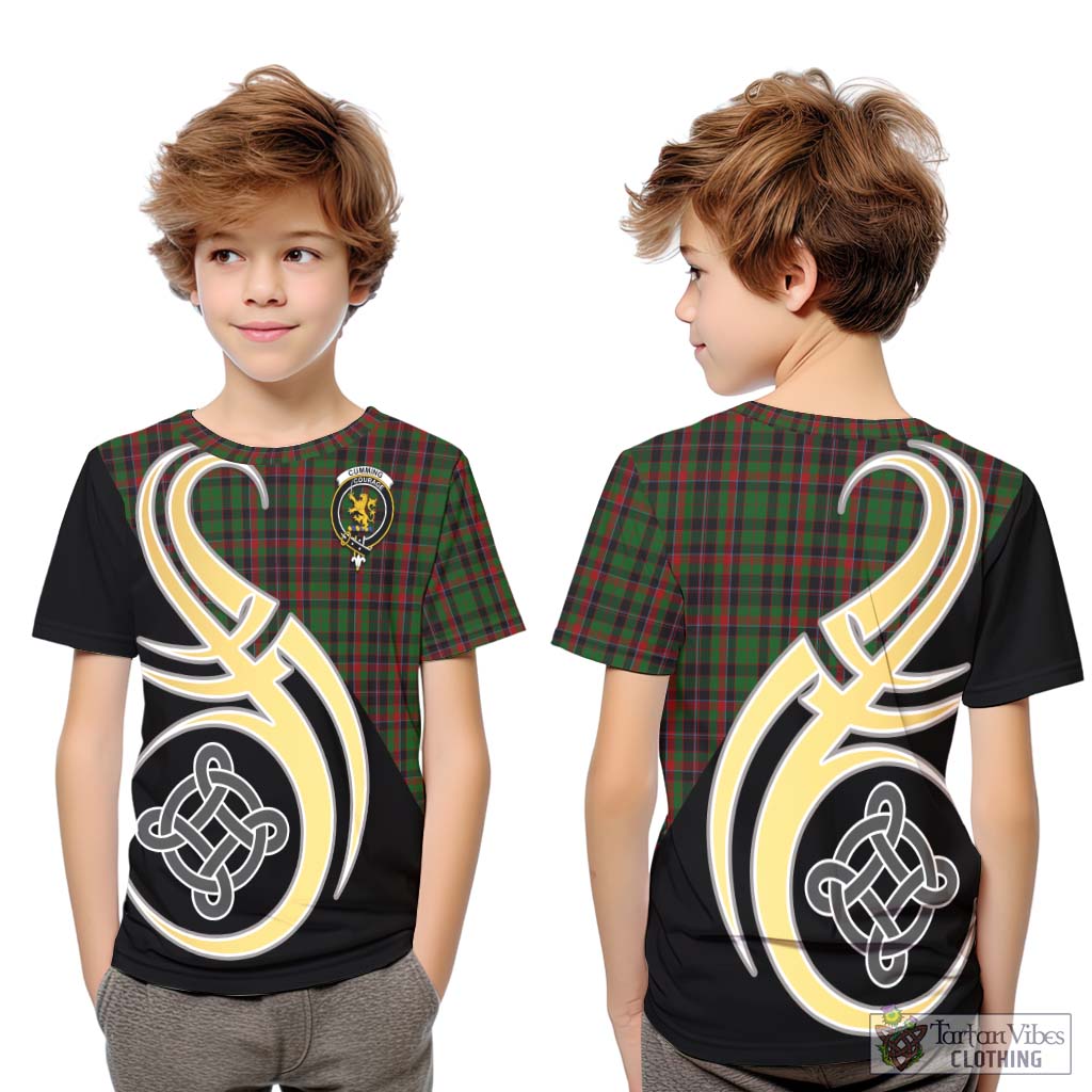 Cumming Hunting Tartan Kid T-Shirt with Family Crest and Celtic Symbol Style Youth XL Size14 - Tartan Vibes Clothing