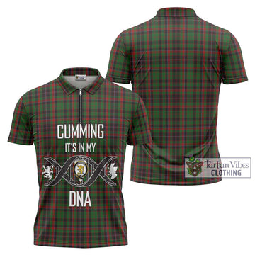 Cumming Hunting Tartan Zipper Polo Shirt with Family Crest DNA In Me Style