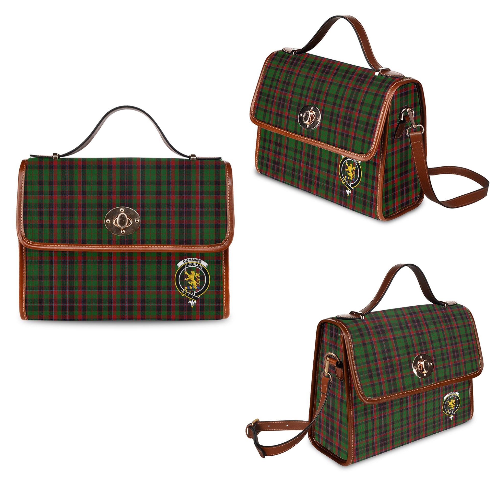 cumming-hunting-tartan-leather-strap-waterproof-canvas-bag-with-family-crest