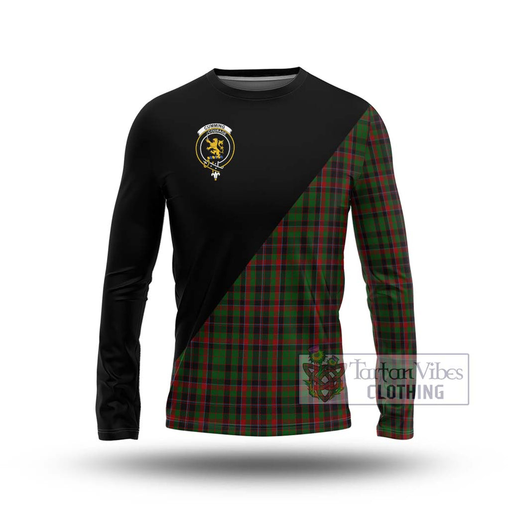 Cumming Hunting Tartan Long Sleeve T-Shirt with Family Crest and Military Logo Style Unisex - Tartanvibesclothing Shop