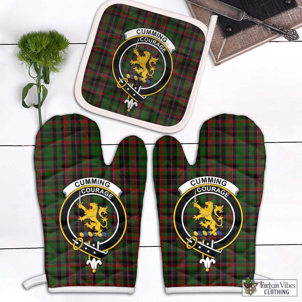 Cumming Hunting Tartan Combo Oven Mitt & Pot-Holder with Family Crest Combo 1 Oven Mitt & 1 Pot-Holder White - Tartan Vibes Clothing