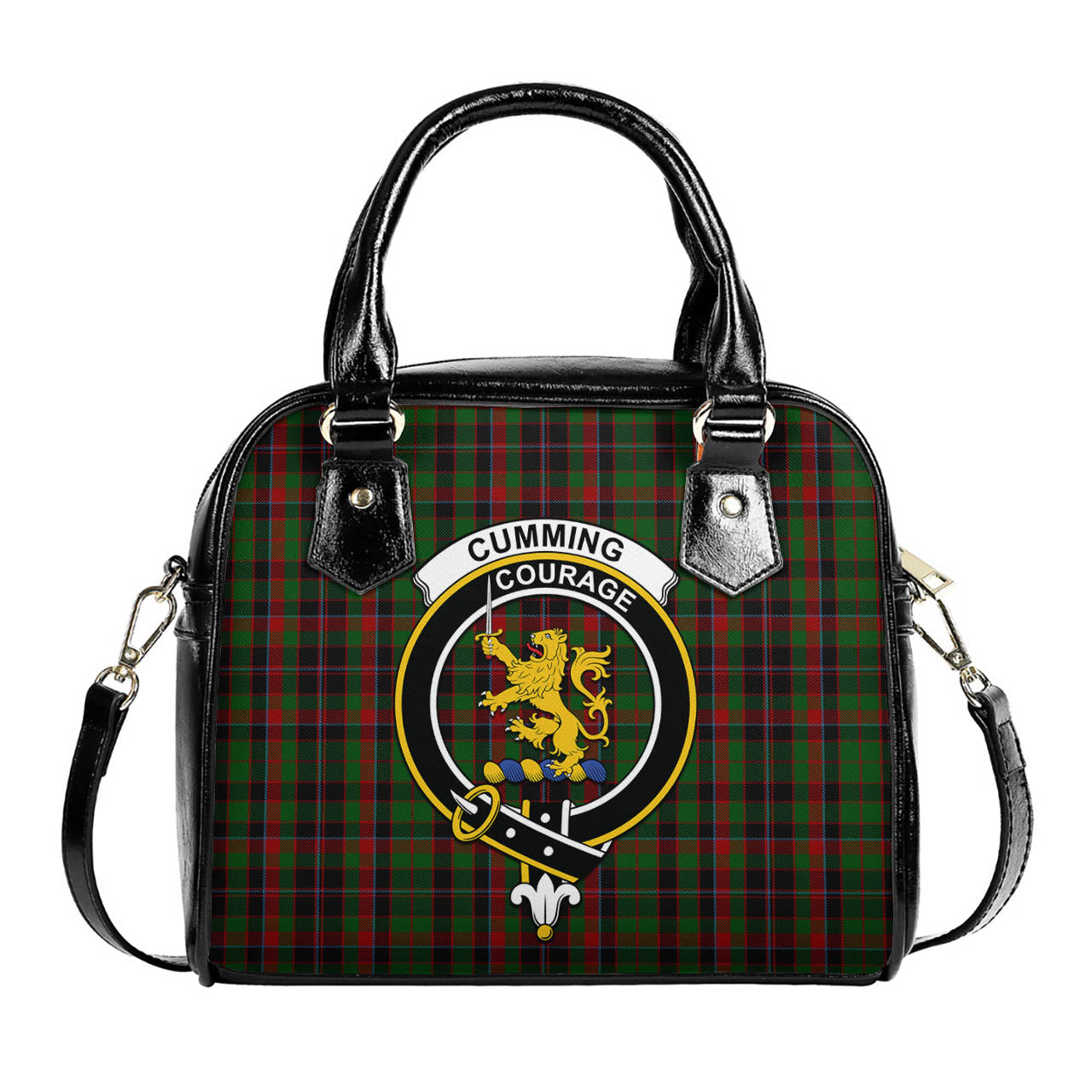 Cumming Hunting Tartan Shoulder Handbags with Family Crest One Size 6*25*22 cm - Tartanvibesclothing