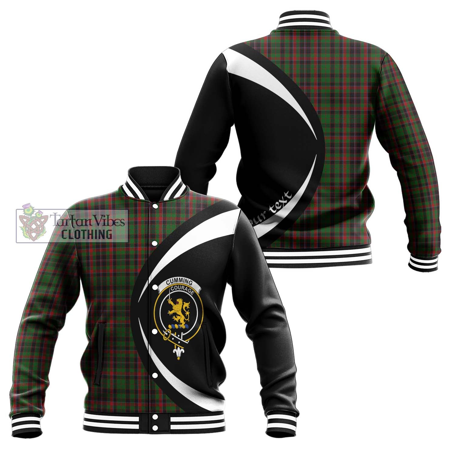 Cumming Hunting Tartan Baseball Jacket with Family Crest Circle Style Unisex - Tartan Vibes Clothing