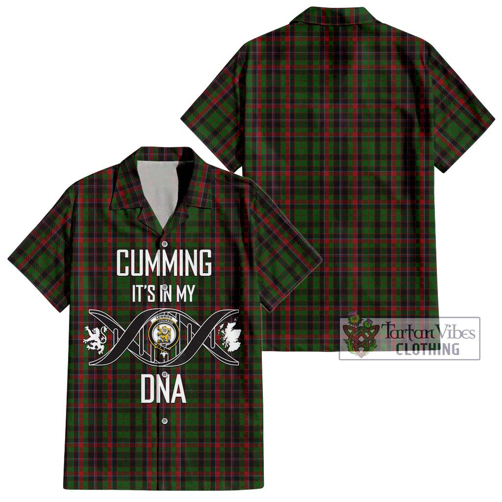 Cumming Hunting Tartan Short Sleeve Button Shirt with Family Crest DNA In Me Style Kid - Tartanvibesclothing Shop