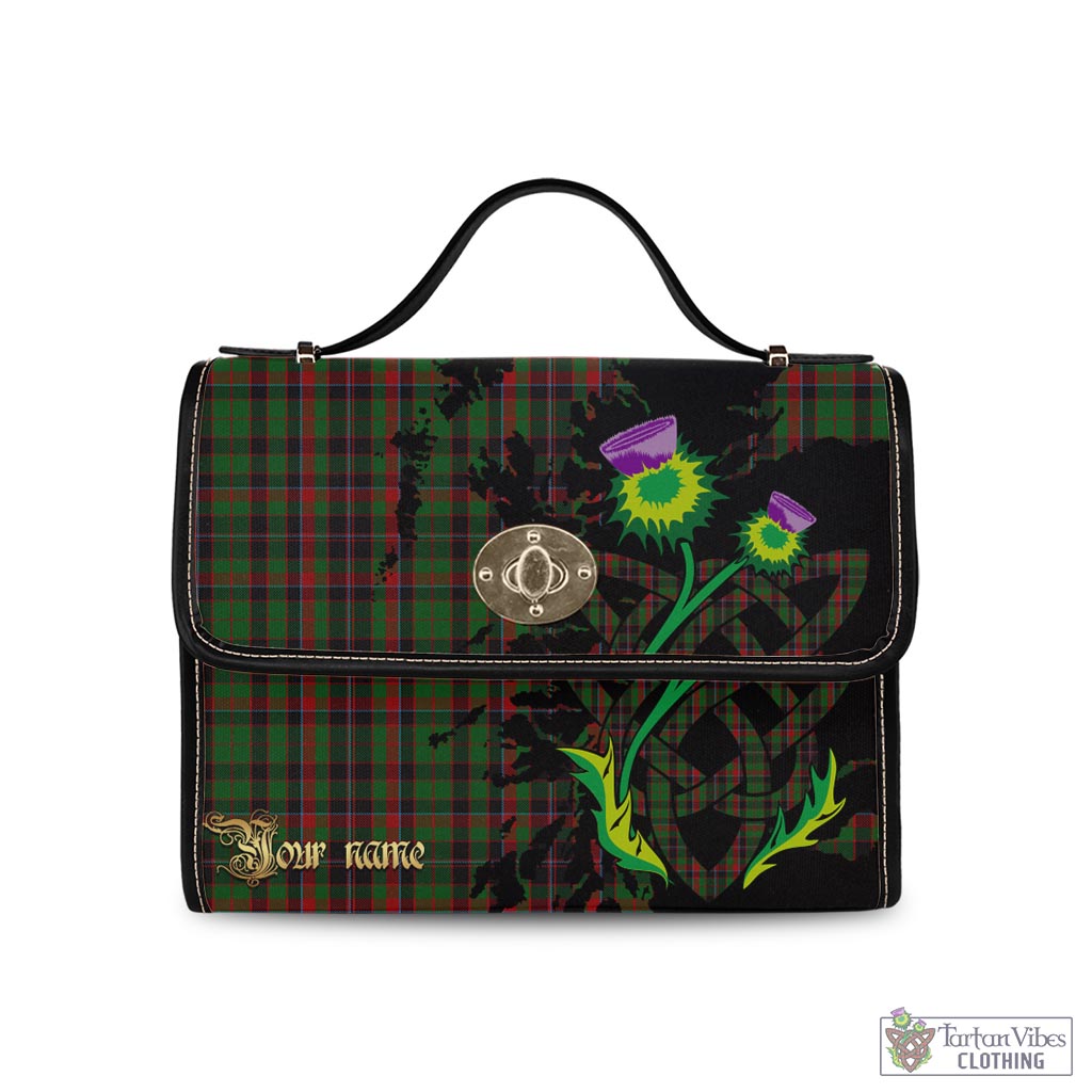 Tartan Vibes Clothing Cumming Hunting Tartan Waterproof Canvas Bag with Scotland Map and Thistle Celtic Accents