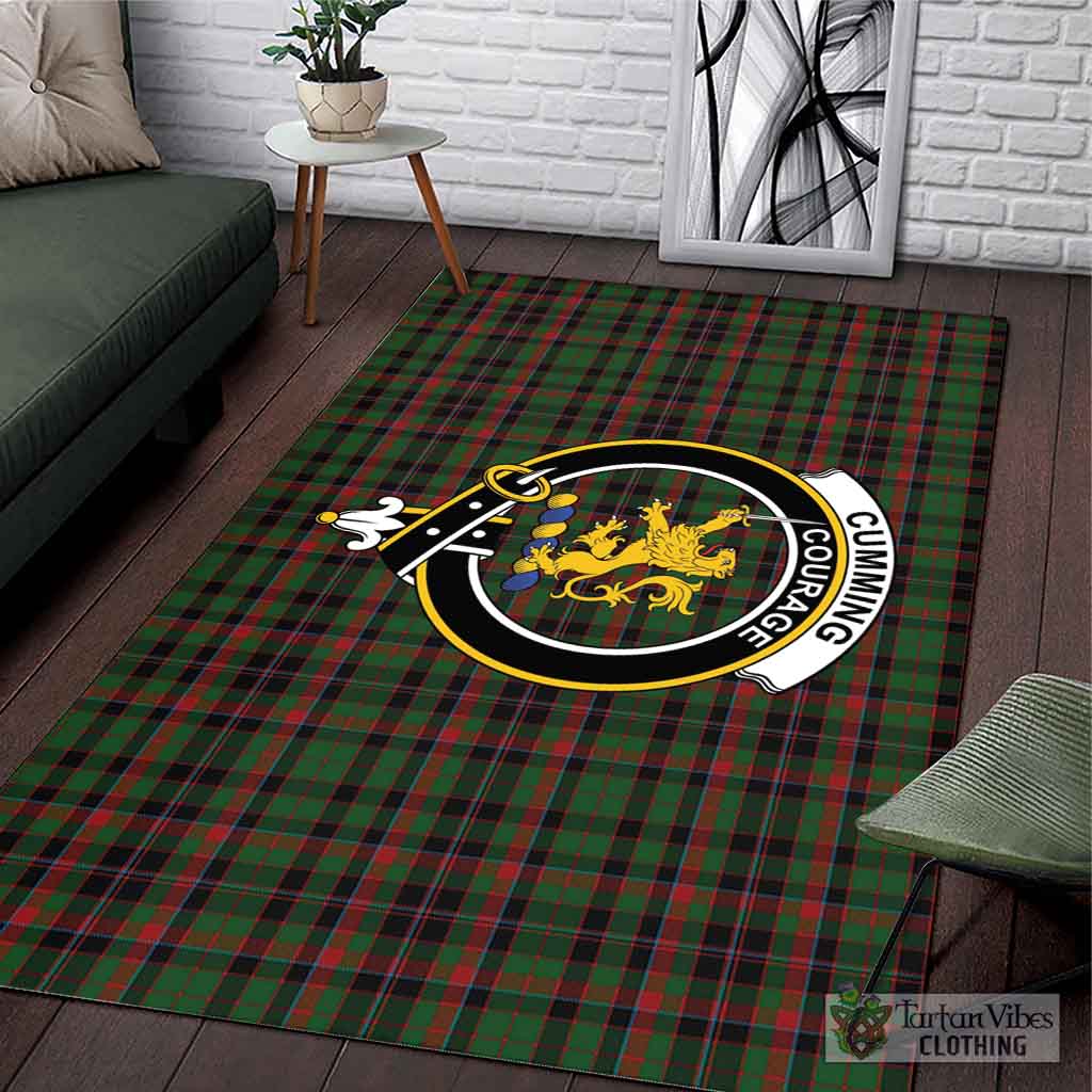 Tartan Vibes Clothing Cumming Hunting Tartan Area Rug with Family Crest