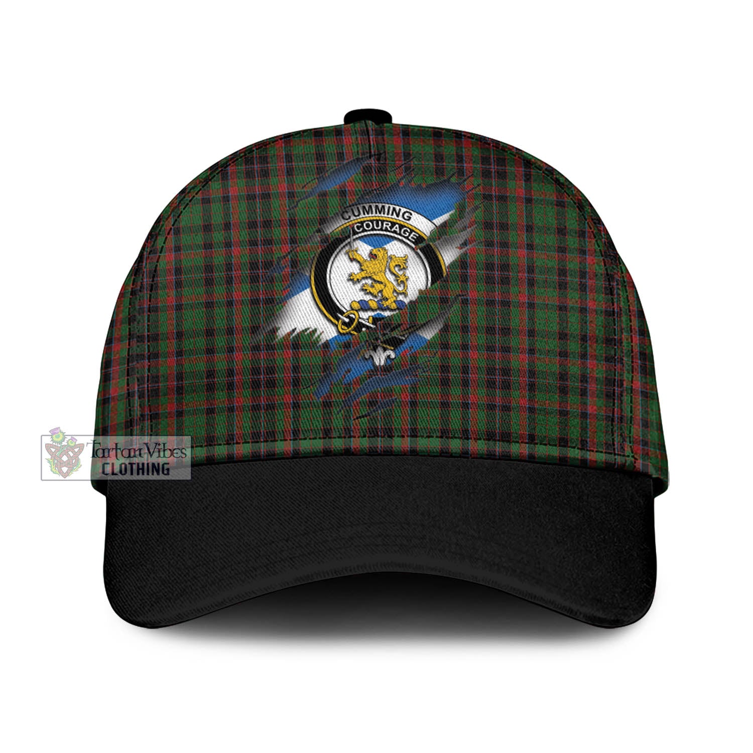 Tartan Vibes Clothing Cumming Hunting Tartan Classic Cap with Family Crest In Me Style