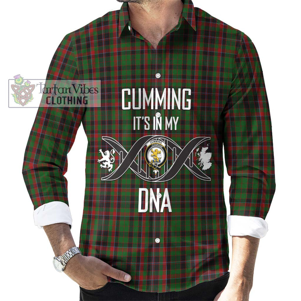 Cumming Hunting Tartan Long Sleeve Button Shirt with Family Crest DNA In Me Style Men's Shirt S - Tartanvibesclothing Shop