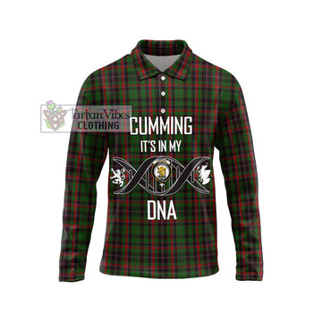 Cumming Hunting Tartan Long Sleeve Polo Shirt with Family Crest DNA In Me Style