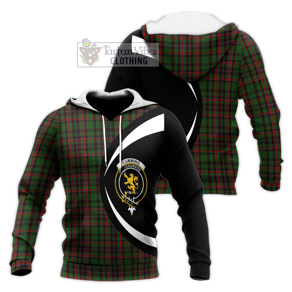 Cumming Hunting Tartan Knitted Hoodie with Family Crest Circle Style Unisex Knitted Pullover Hoodie - Tartan Vibes Clothing