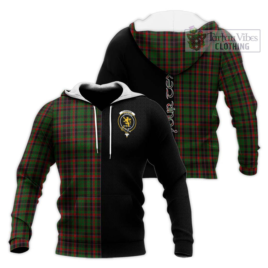 Cumming Hunting Tartan Knitted Hoodie with Family Crest and Half Of Me Style Unisex Knitted Pullover Hoodie - Tartanvibesclothing Shop