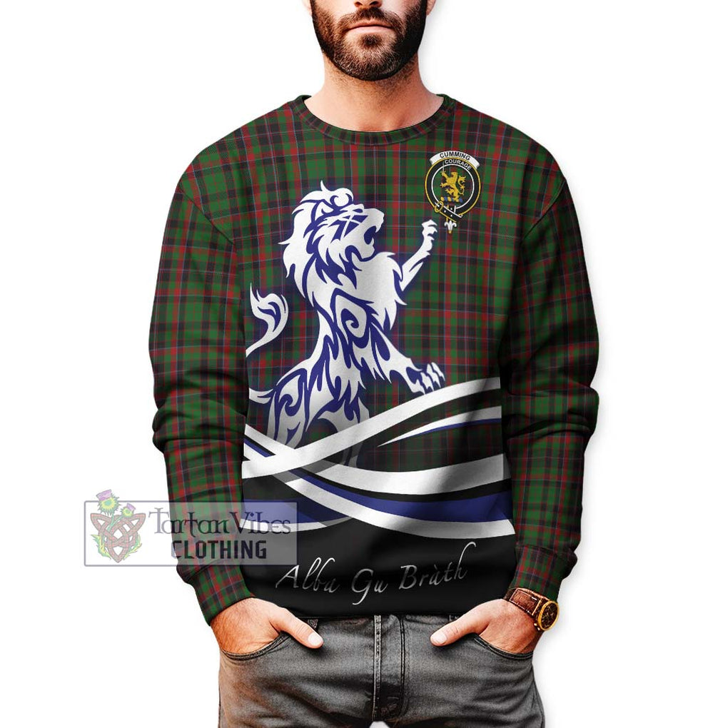 Cumming Hunting Tartan Sweatshirt with Alba Gu Brath Regal Lion Emblem Unisex - Tartanvibesclothing Shop