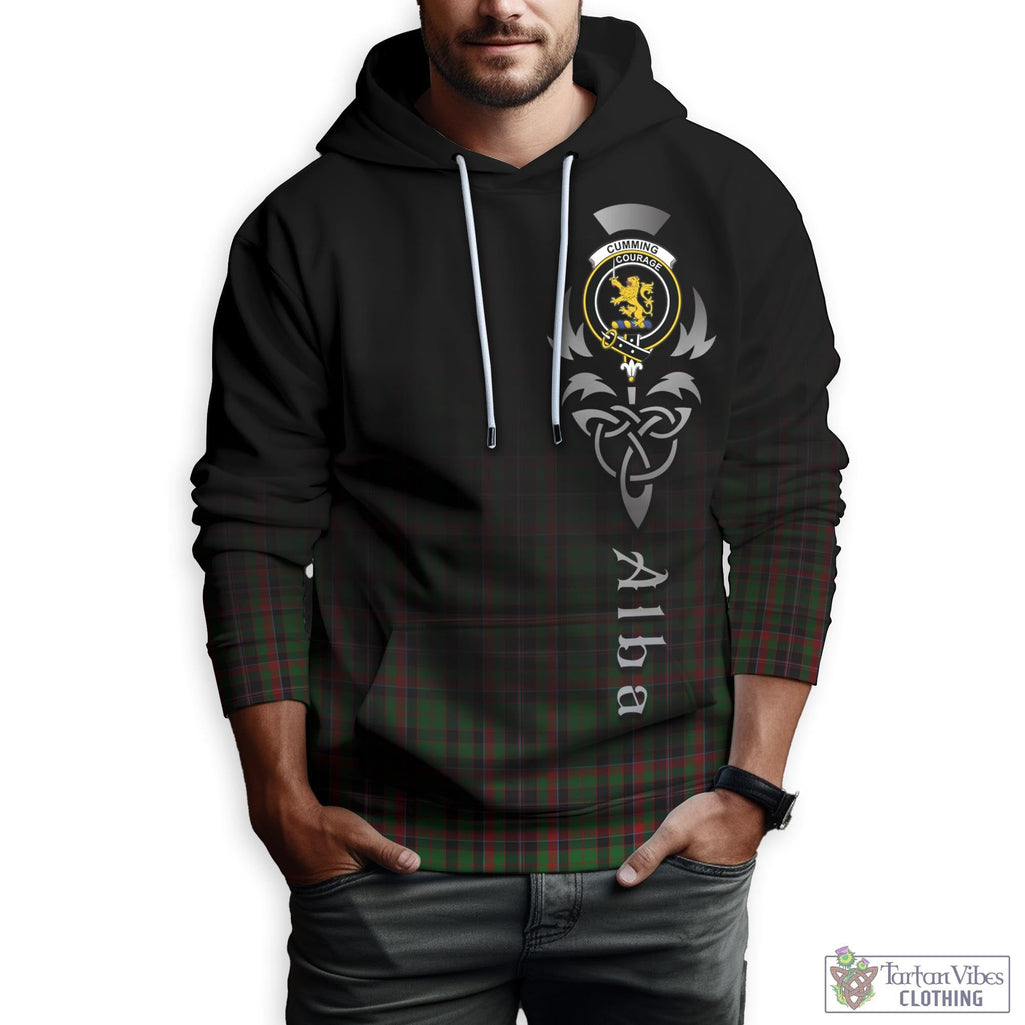 Tartan Vibes Clothing Cumming Hunting Tartan Hoodie Featuring Alba Gu Brath Family Crest Celtic Inspired