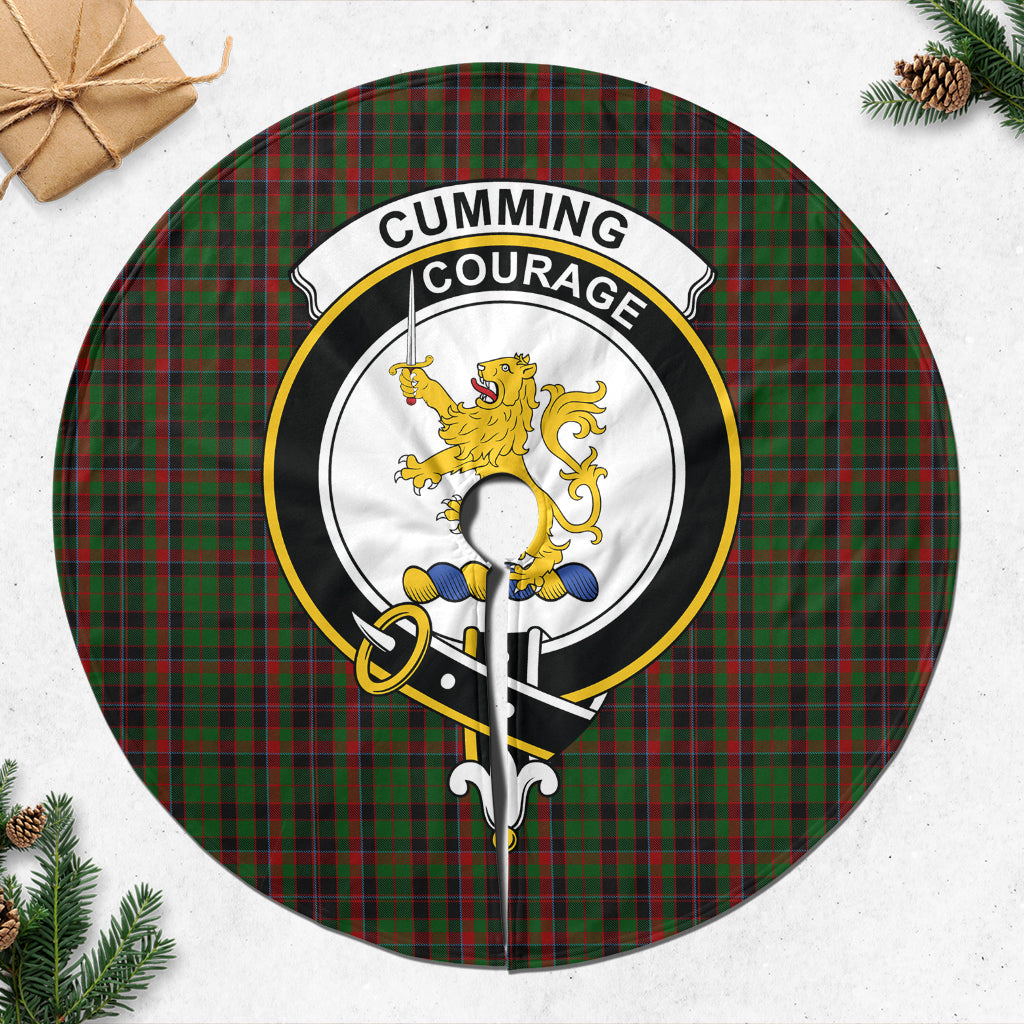 Cumming Hunting Tartan Christmas Tree Skirt with Family Crest - Tartanvibesclothing