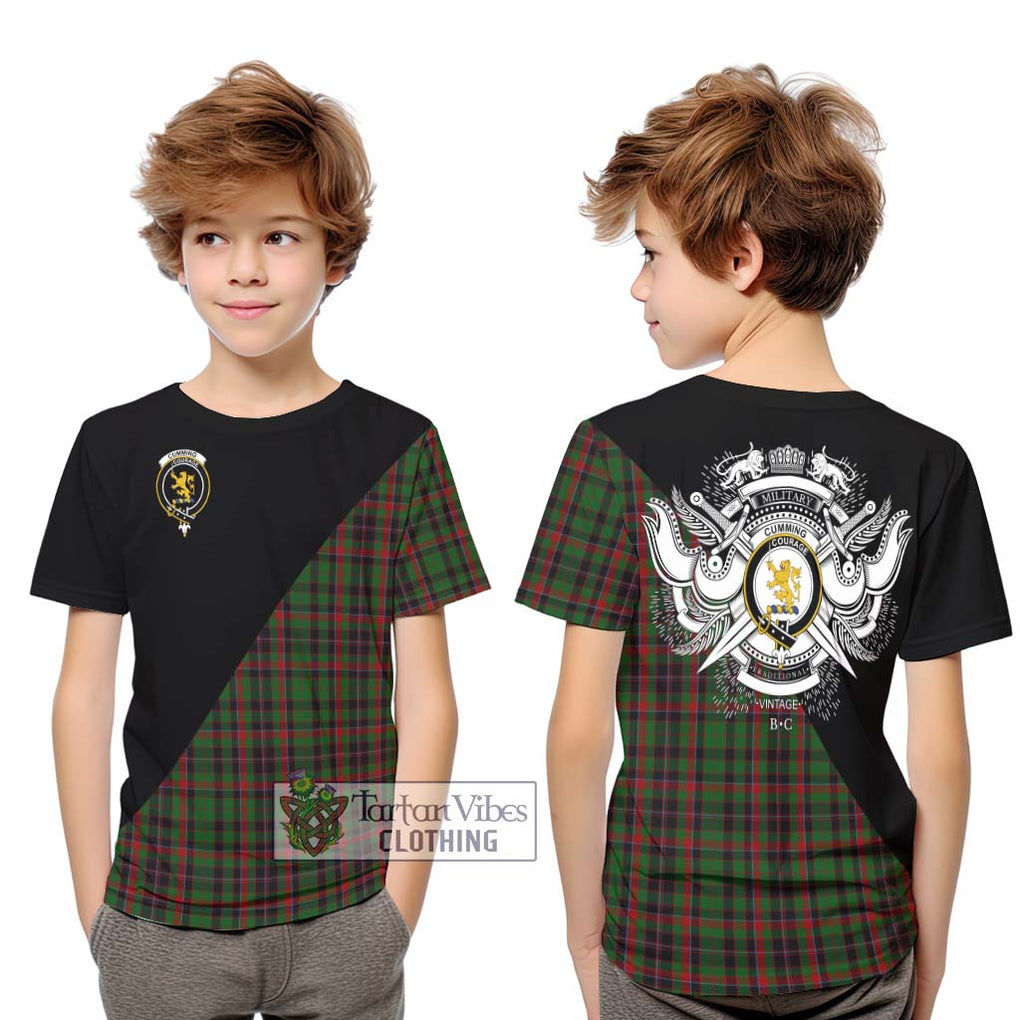 Cumming Hunting Tartan Kid T-Shirt with Family Crest and Military Logo Style Youth XL Size14 - Tartanvibesclothing Shop