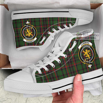 Cumming Hunting Tartan High Top Shoes with Family Crest