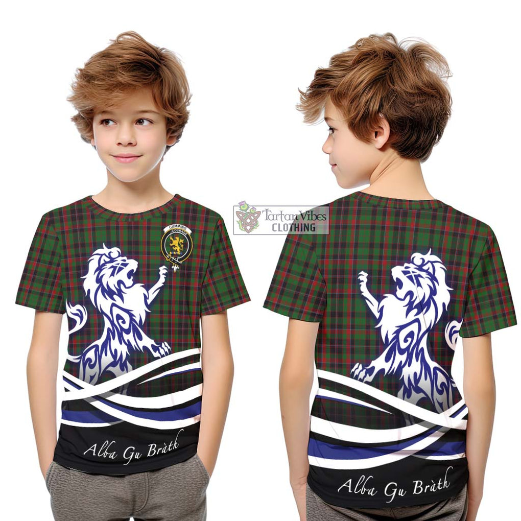 Cumming Hunting Tartan Kid T-Shirt with Alba Gu Brath Regal Lion Emblem Youth XL Size14 - Tartanvibesclothing Shop