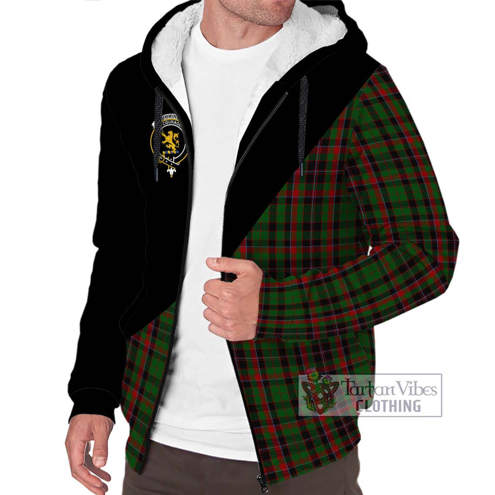 Cumming Hunting Tartan Sherpa Hoodie with Family Crest and Military Logo Style Unisex S - Tartanvibesclothing Shop