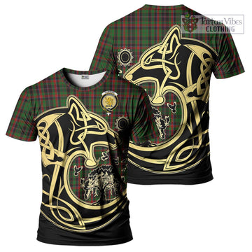 Cumming Hunting Tartan T-Shirt with Family Crest Celtic Wolf Style